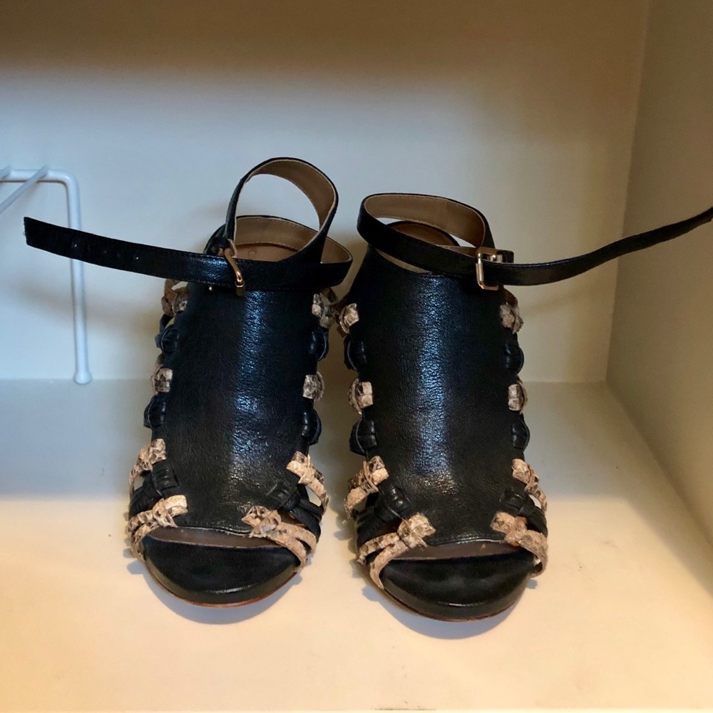 Coach black and snakeskin knotted cage heel - Picture 2 of 2